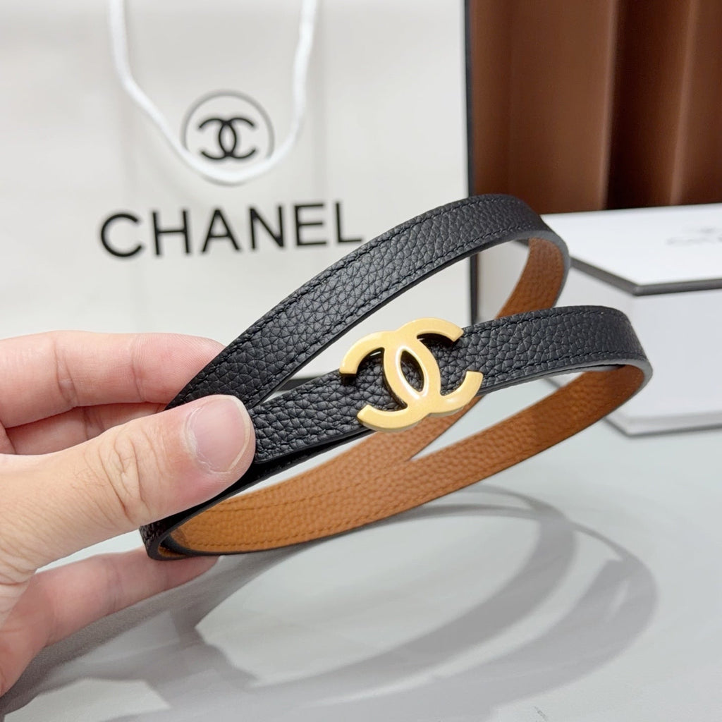 CC Logo Belt 1.5CM Textured Calfskin 212510