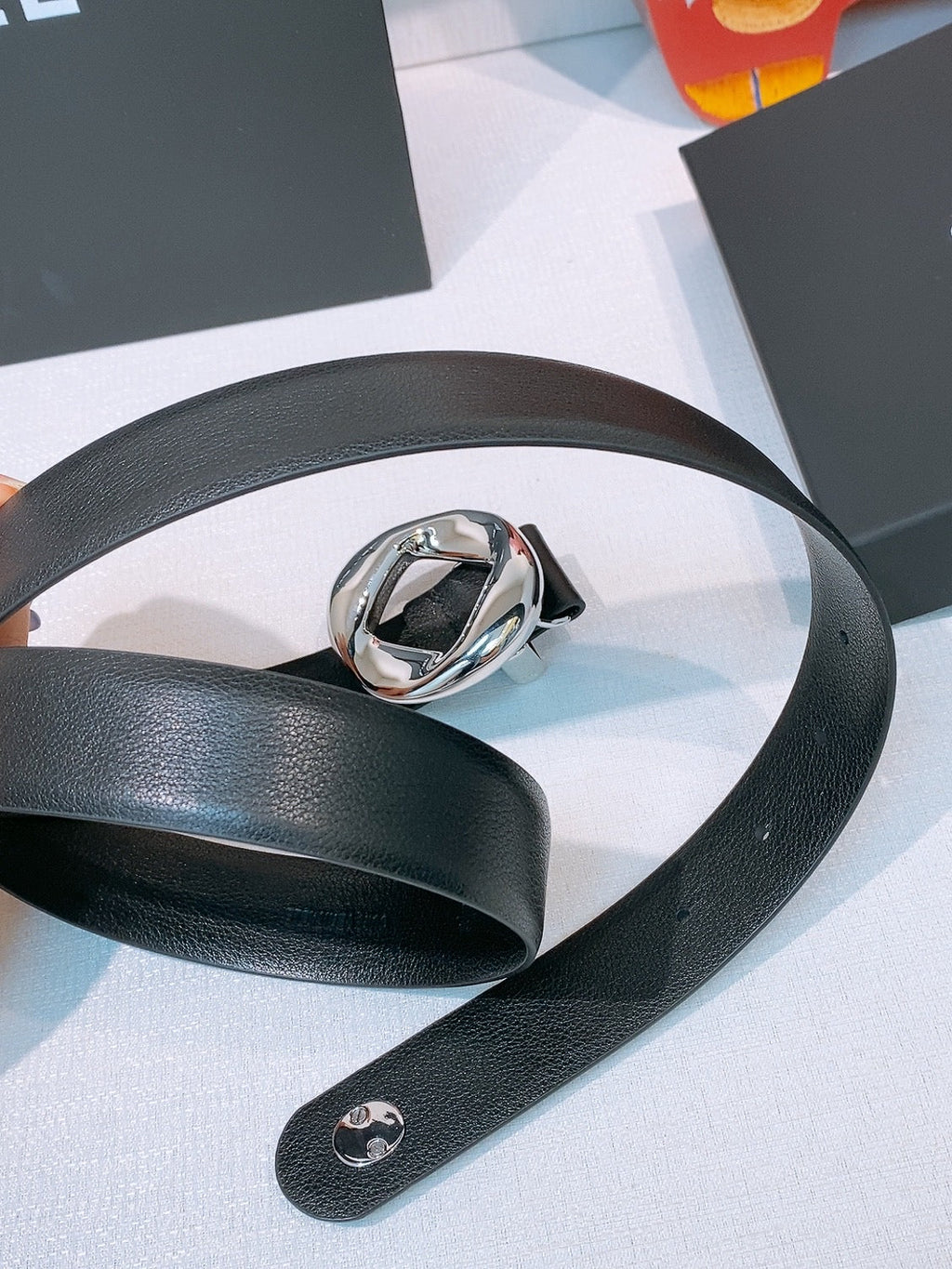 CC Pre 26s Belt 3.0cm Black Sliver Calfskin 203377