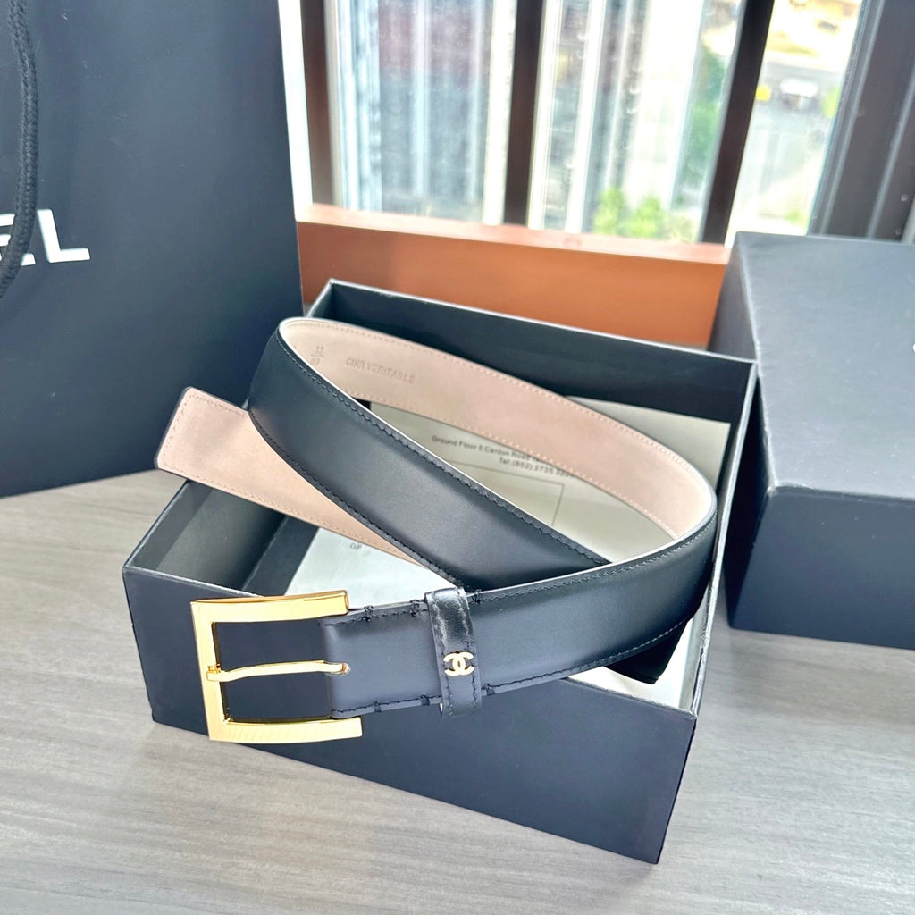 CC Belt 3cm Black Cowhide 202938