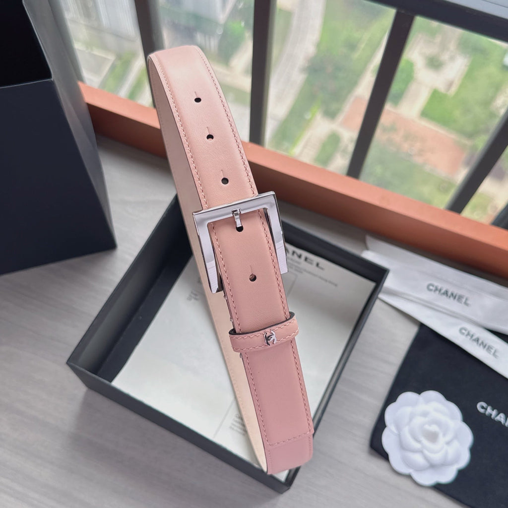 CC Belt 3cm Light Pink Sliver Cowhide 202807