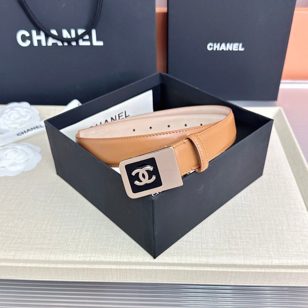 CC 3.0cm Belt Tan Lambskin 209358