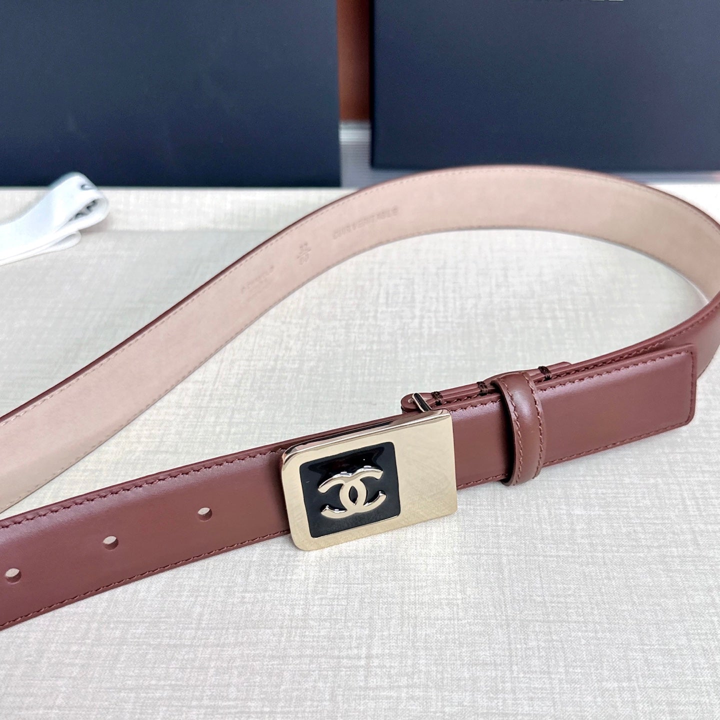 CC 3.0cm Belt Brown Lambskin 209359