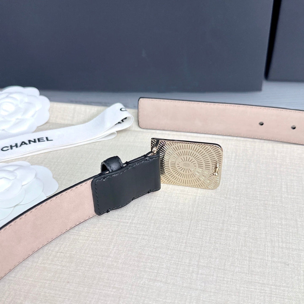 CC 3.0cm Belt Black Lambskin 209362