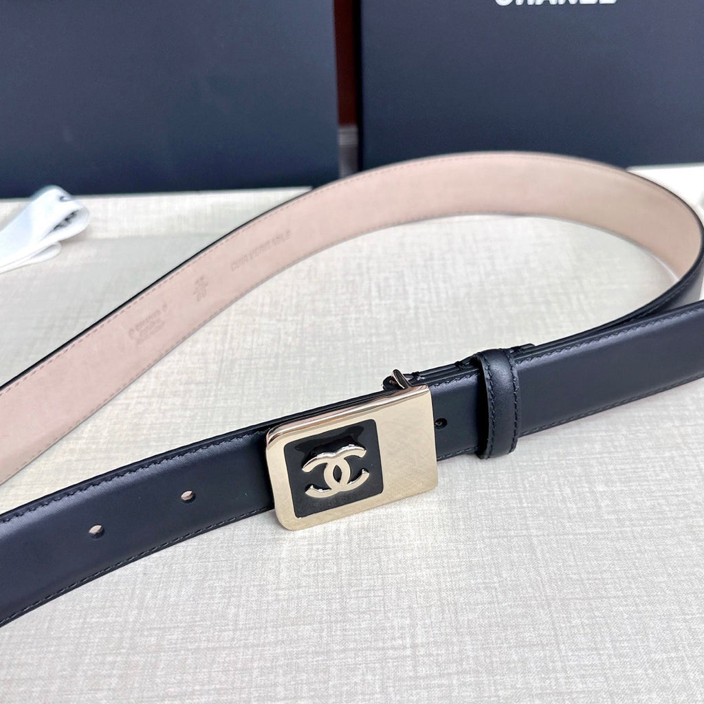 CC 3.0cm Belt Black Lambskin 209362