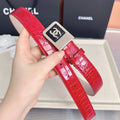 CC 3.0cm Belt Red Crocodile-Embossed 209364