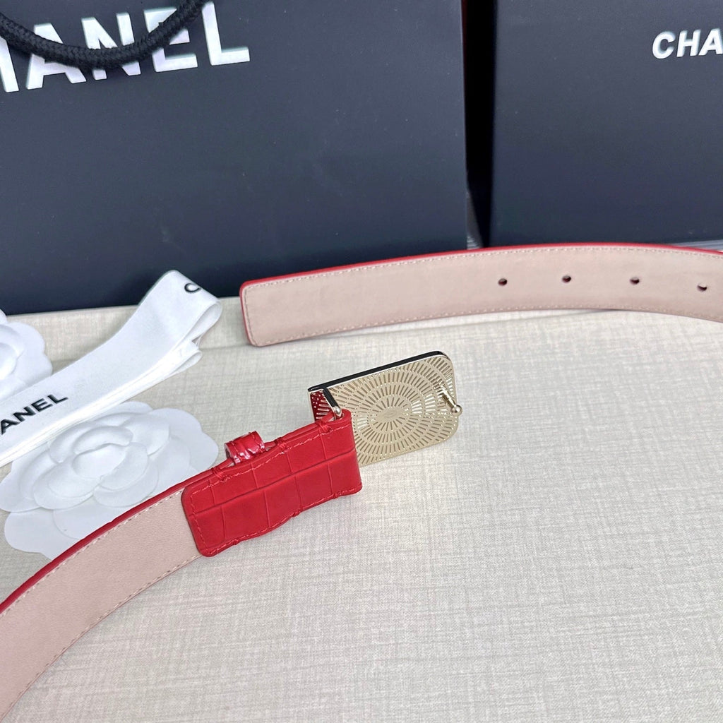 CC 3.0cm Belt Red Crocodile-Embossed 209364